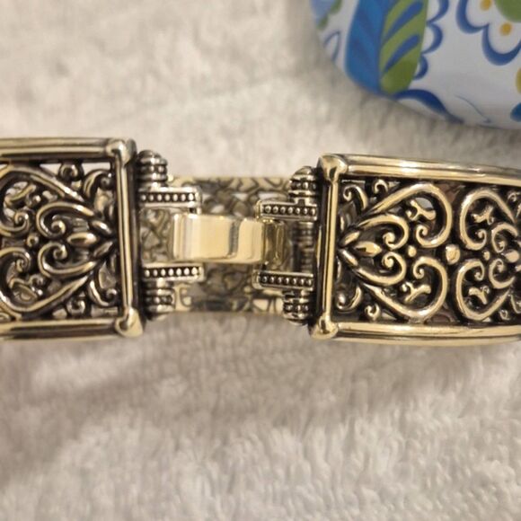 Vintage Brighton Heart Wide Link Bracelet Filigree Earrings Heart Trinket Box - Picture 13 of 13